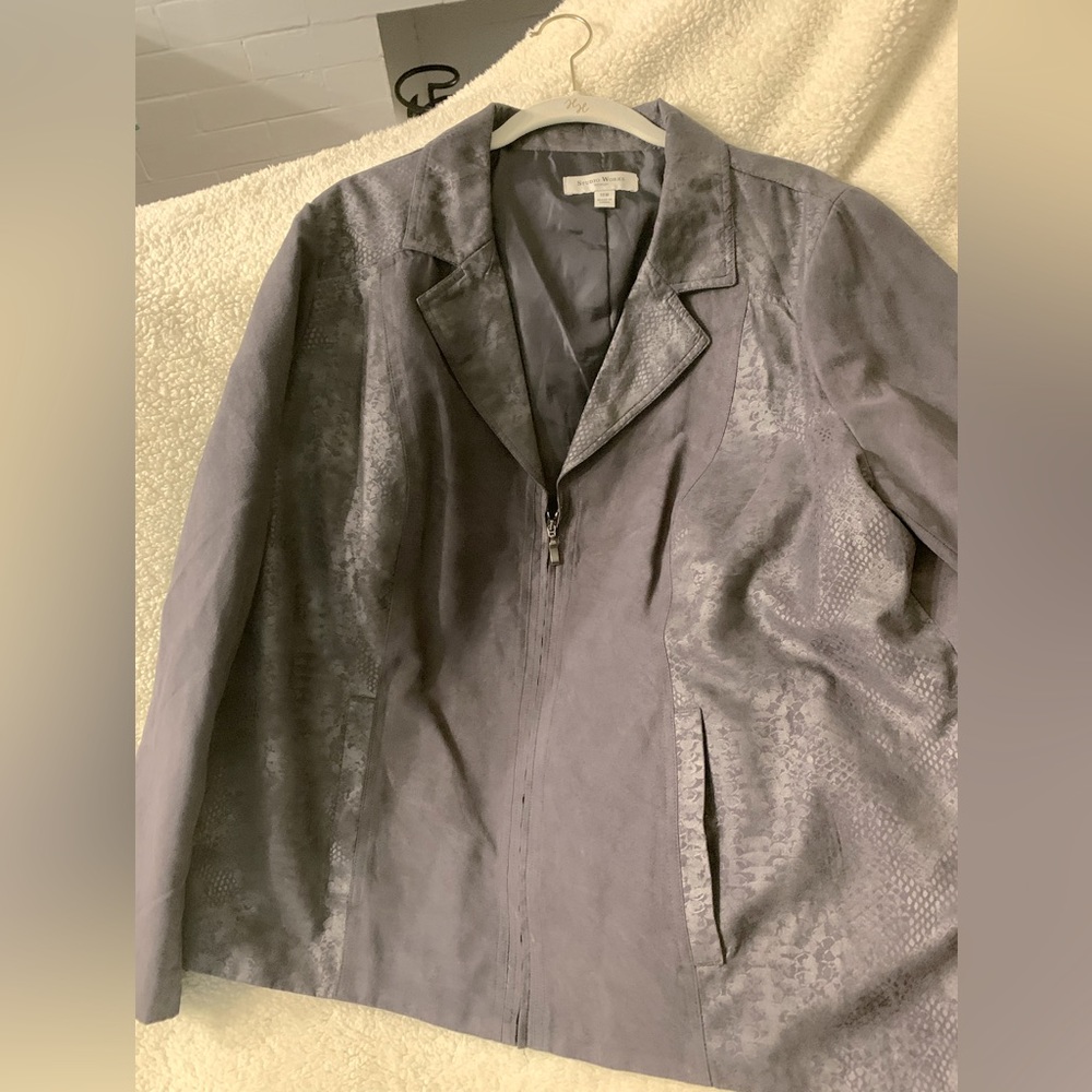 Studio Works Faux Suede Gray Zip Jacket Plus Size 18W - Picture 6 of 8